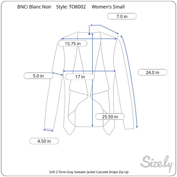 Blanc Noir, BNCI Sweater Jacket Gray Small Cotton Raw Edging Zipper Whimsical - Picture 3 of 4